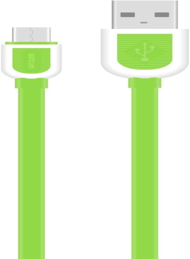 Astrum UD360 2.1A Charge and Sync Micro USB Flat Cable, 1 Meter Length, Green